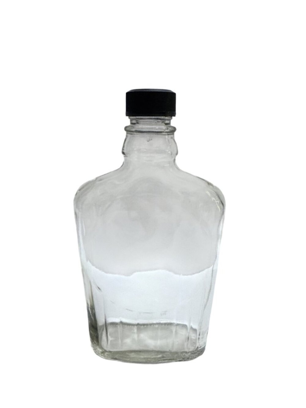 Clear Glass Bottle With Black Screw Cap For Storage Multi Purpose Container